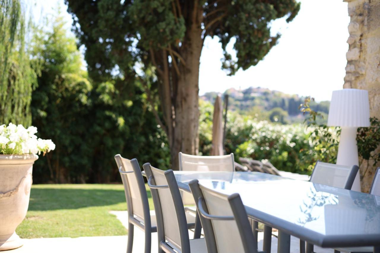 L'Elegante Bastide En Pierre Avec Vue Sur Le Vieux Village De Mougins Eksteriør billede